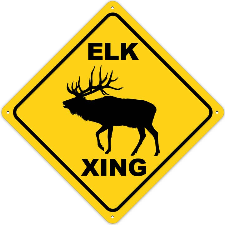 Elk Crossing Sign Aluminum Indoor/Outdoor Sign for wholesale by Wi-Wear
