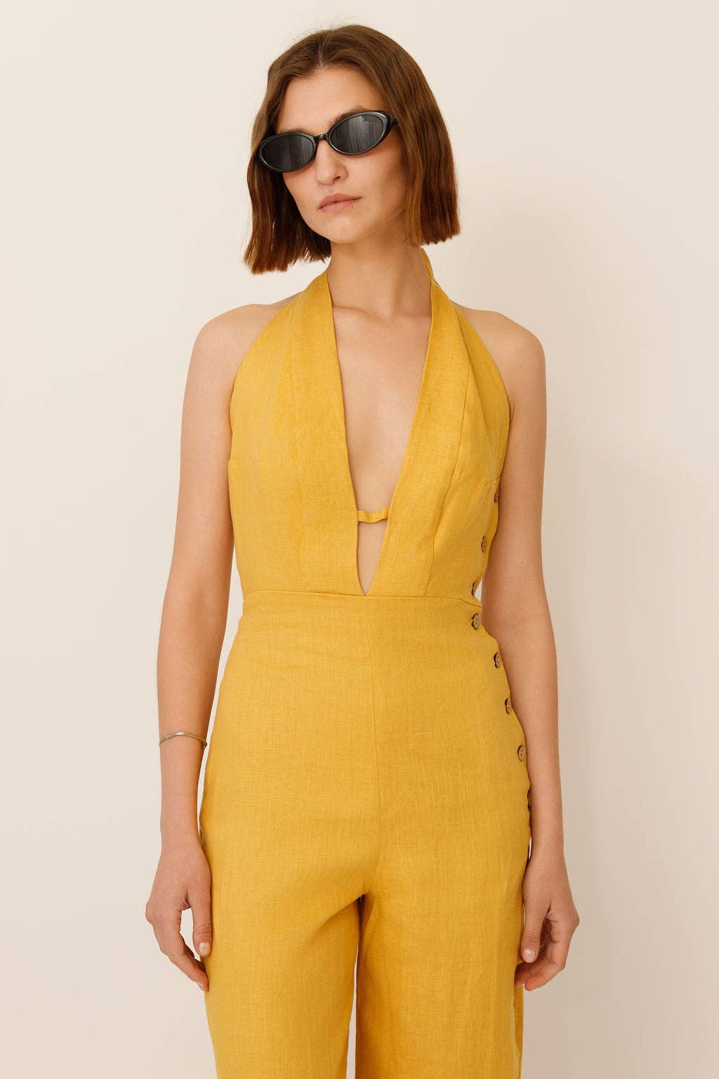 WUESTE - Wholesale Jumpsuit - Women's - Keoni Deep V Linen Jumpsuit7