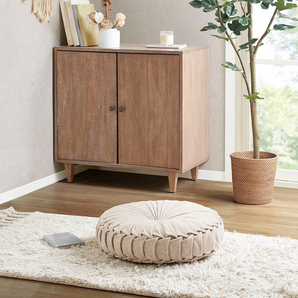 Olliix - Vente Coussin décoratif de sol - Coussin de sol rond plissé en polychenille0