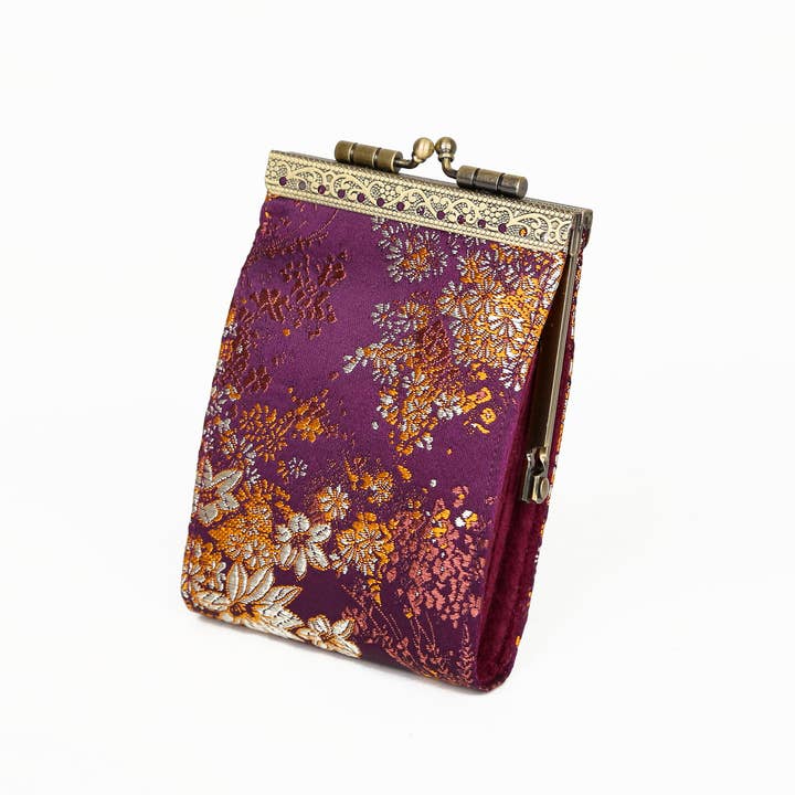 Cathayana - Wholesale Card Holder - Women's - Brocade Small Floral Pattern Card Holder with RFID