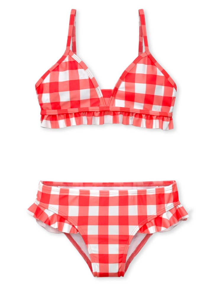 TSW-E25-6841T Toddler's Two Piece Gingham Print Swimwear for wholesale by Cutie Patootie Clothing