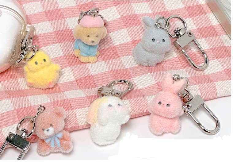 K-Wonderland – wholesale Keychain – Women's – Softie Fluffy Animal Mini Keyring Bag Zipper Charm1