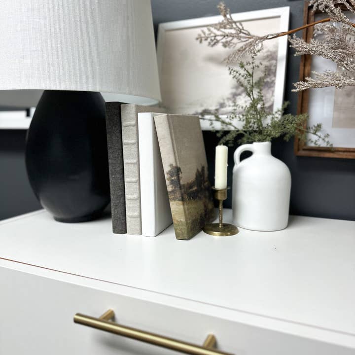 The House of Elements - Wholesale Decorative Tabletop Object - Fabric Wrapped Decorative Book with Motif Design-Shelf Decor1