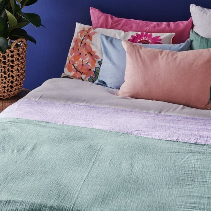 Cotton Throw in Sage Green | Natural Fibre Homewares for wholesale by JADE AND MAY