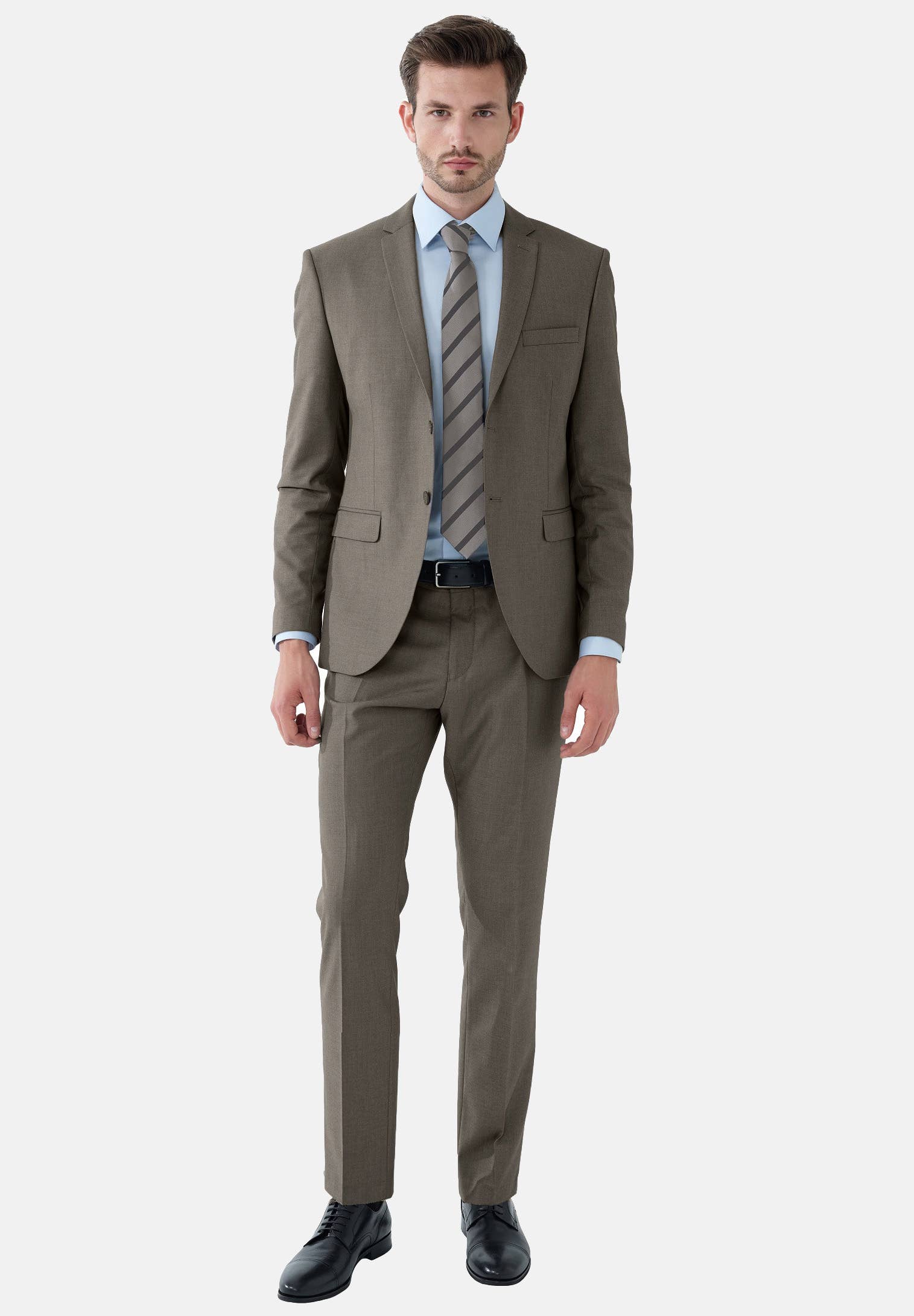 Taupe melange Steffen Klein Men's Designer Suit Slim Fit for wholesale on Faire