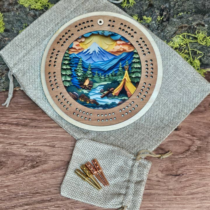 Mini Travel Cribbage Board - Tent - Color for wholesale by Rising Joy Creations-Nature Inspired Wood Art