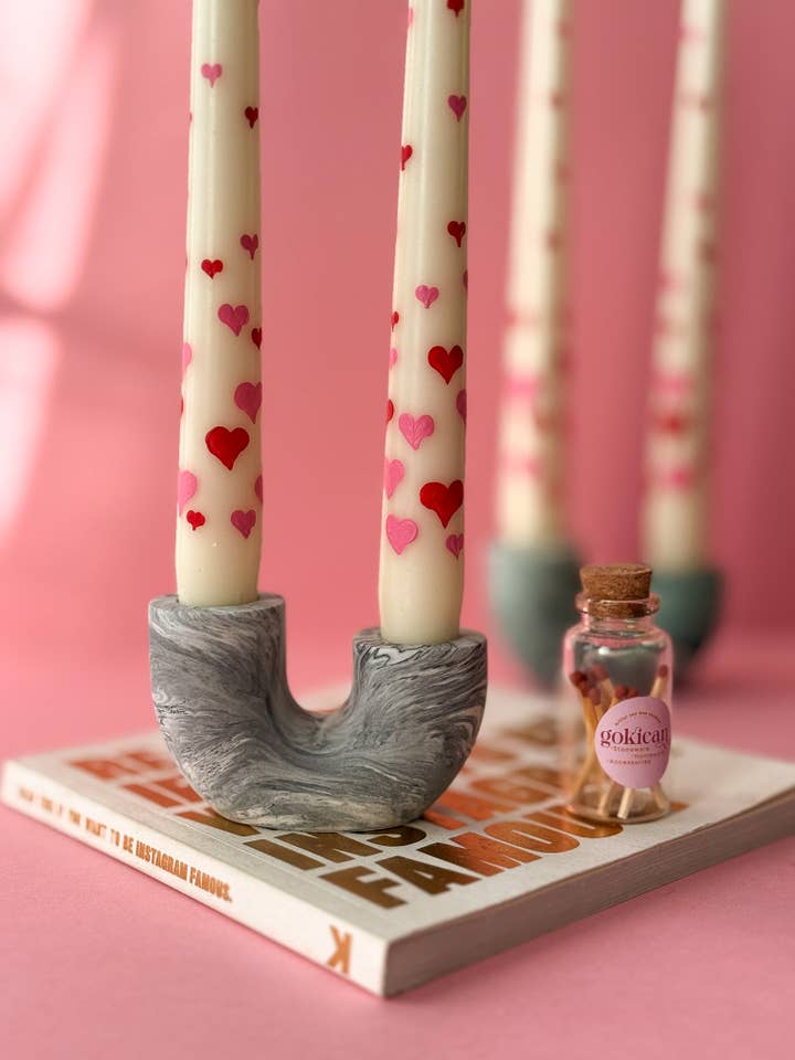 Marble U Shape Dinner Candle Holder Home Decor | Novalty for wholesale by Gokican