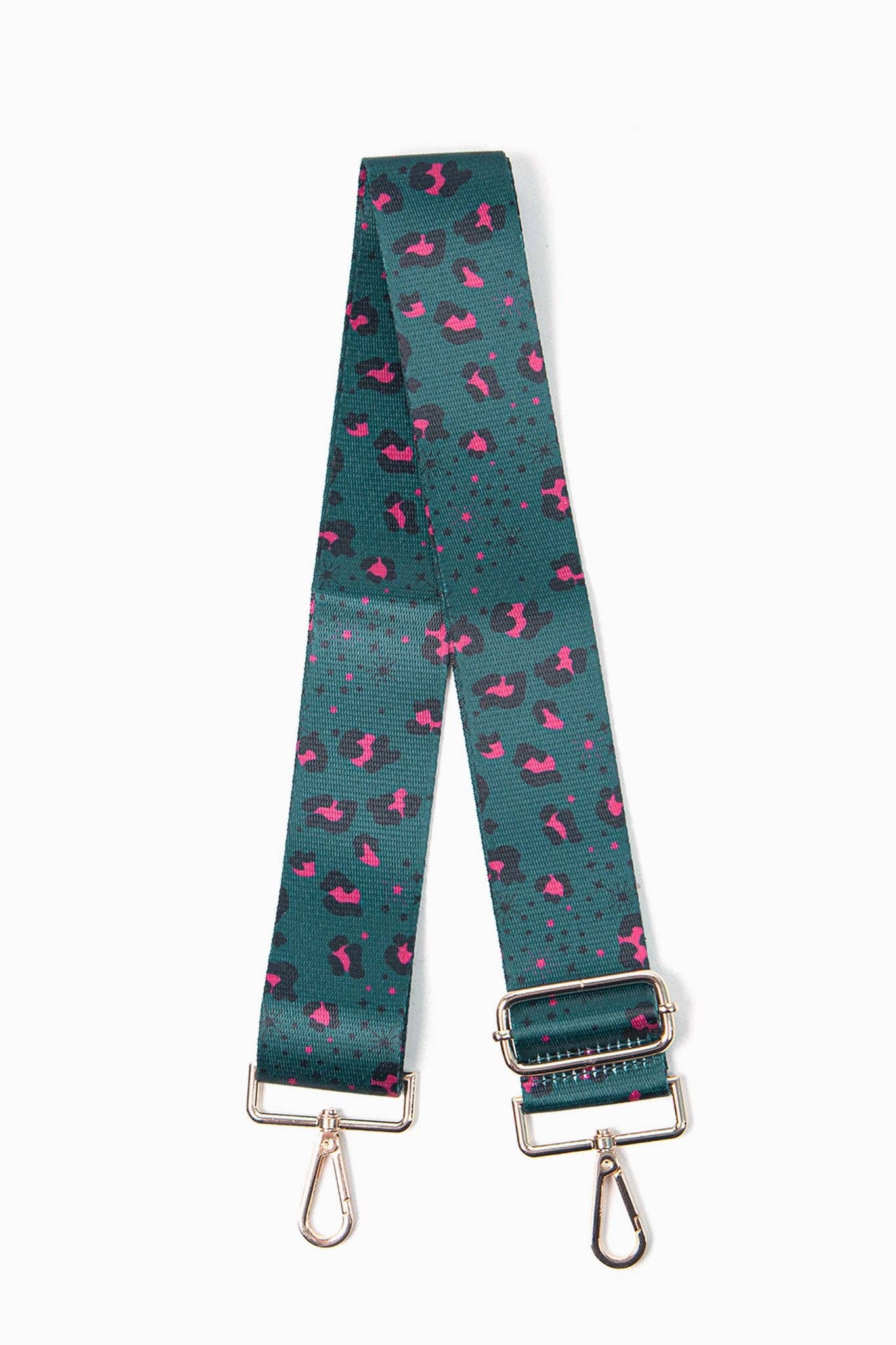 Sarta Accessories - Vente Sangle pour sac – femme - Large bandoulière à imprimé léopard et étoile bleu sarcelle2