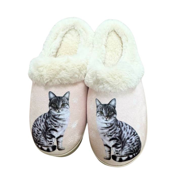 E&S Pets – wholesale Slippers – Unisex – Silver Tabby Cat Snuggs Slipper - Comfy - Pet lovers
