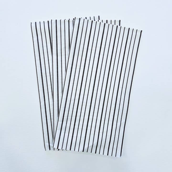 Classic Black Pinstripe Guest Towel Napkins – 16 Count for wholesale by Pearls of Parchment