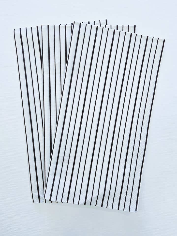 Classic Black Pinstripe Guest Towel Napkins – 16 Count for wholesale by Pearls of Parchment