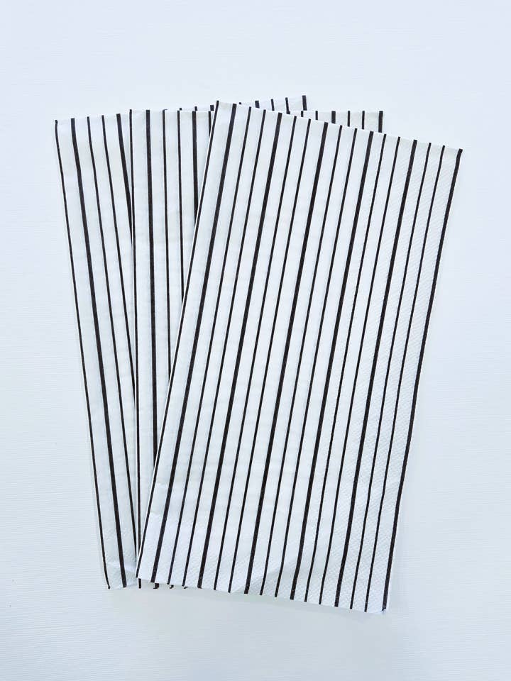 Classic Black Pinstripe Guest Towel Napkins – 16 Count for wholesale by Pearls of Parchment