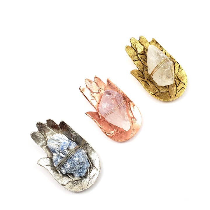 Ariana Ost - Wholesale Decorative plate/dish/bowl - Healing Crystal Hand Dish with Amethyst, Quartz & Kyanite8