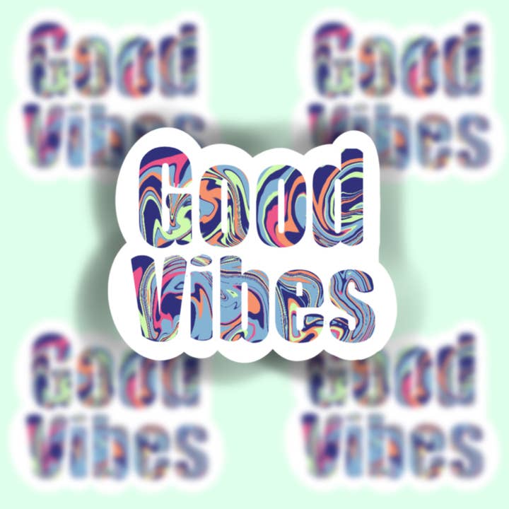 Good Vibes Sticker (Regular or Mini) -WATERPROOF Sticker for wholesale by Buzz Tie Dye Creations