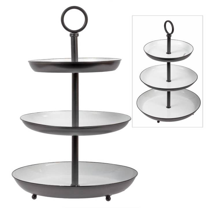 Truu Design - Wholesale Cake Stand - Truu Design Farmhouse Enamelled 3-Tier Stand, 12"Dx17"H