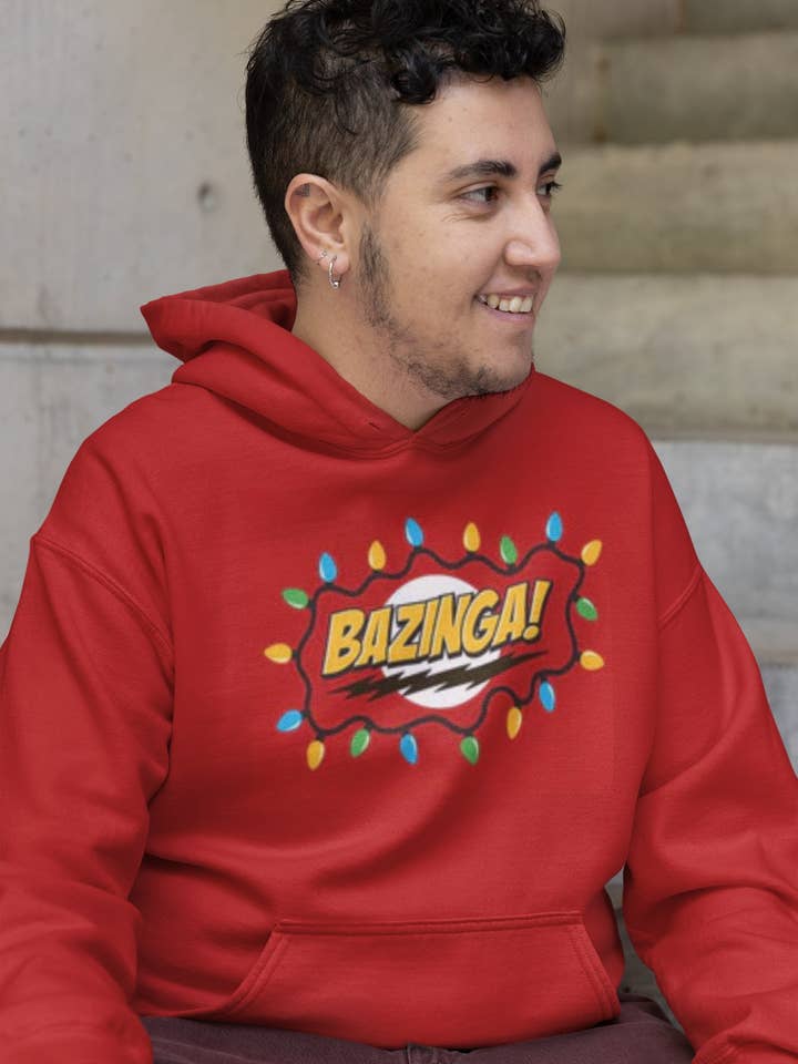 Official Store - Wholesale Hoodie – Men's - Big Bang Theory - Bazinga Red Men's Pullover Hoodie5