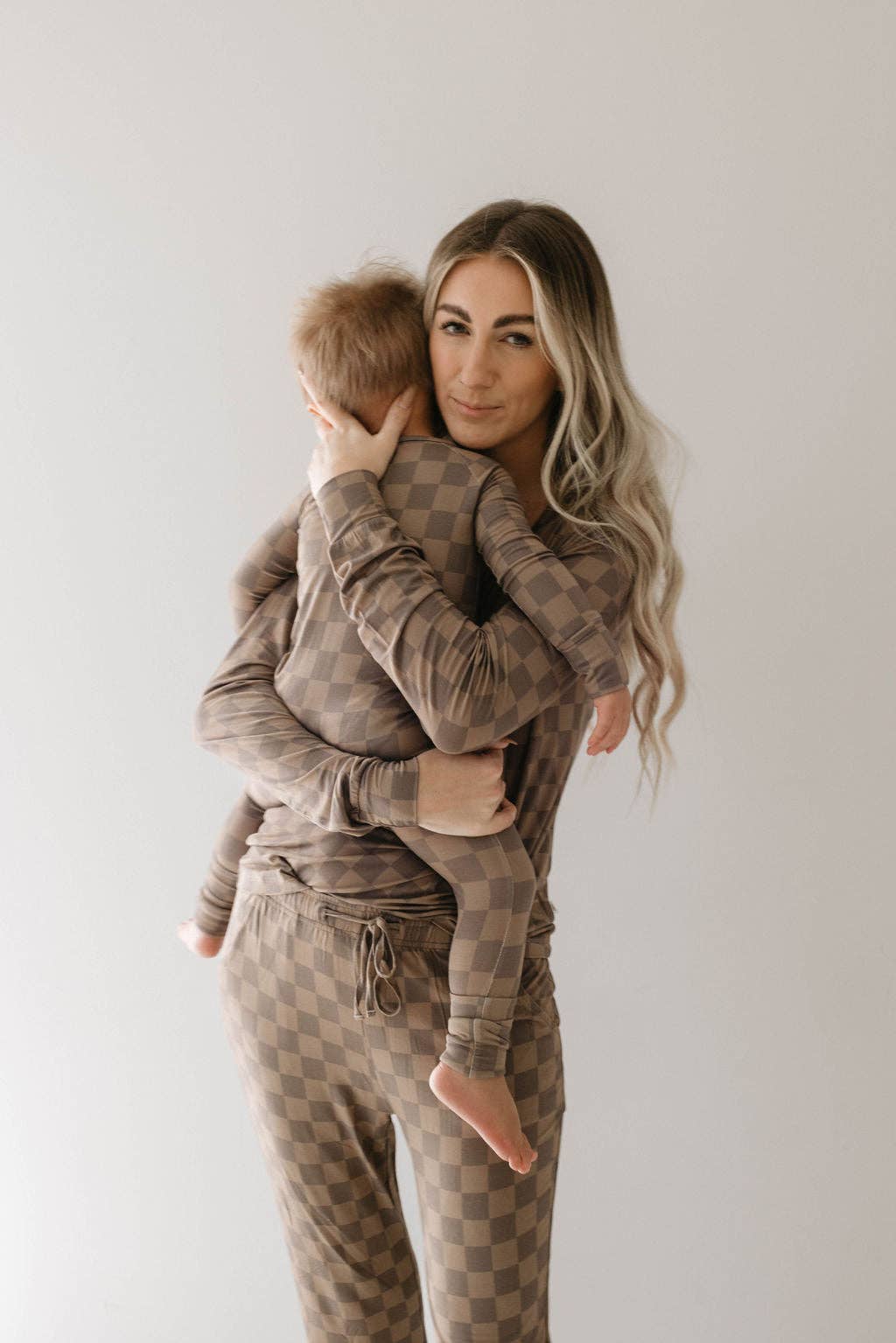 Forever French Baby - Wholesale Sleepwear Set - Women's - Women's Bamboo Pajama | Faded Brown Checkerboard1