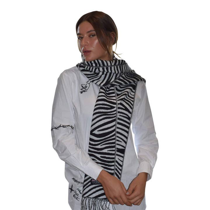 I-Wear Brands - Wholesale Scarf - Women's - 2 Pack Lightweight Cashmere Feel Zebra Design Scarf3