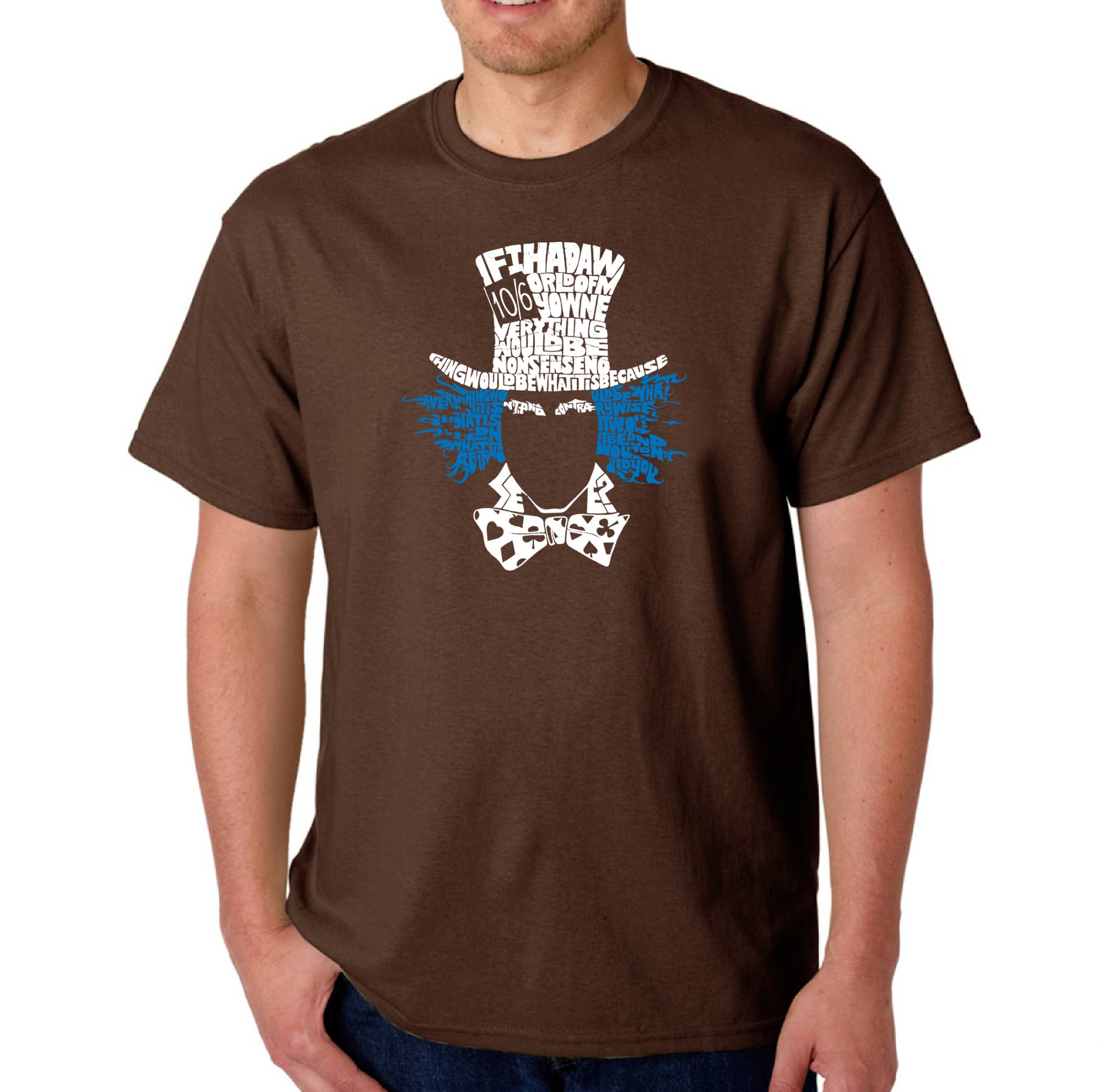 LA Pop Art - Wholesale Screen Printed T-Shirt - Men's - LA Pop Art Men's Word Art T-shirt - The Mad Hatter2