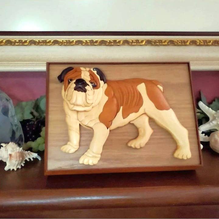 Positive Urns - Vente Urne - Bulldog - Urne pour chien en bois fait main2