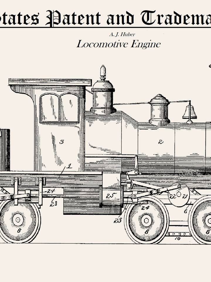 1891 Locomotive Engine Everyday Greeting Card for wholesale by PATENT PRESS GREETING CARDS