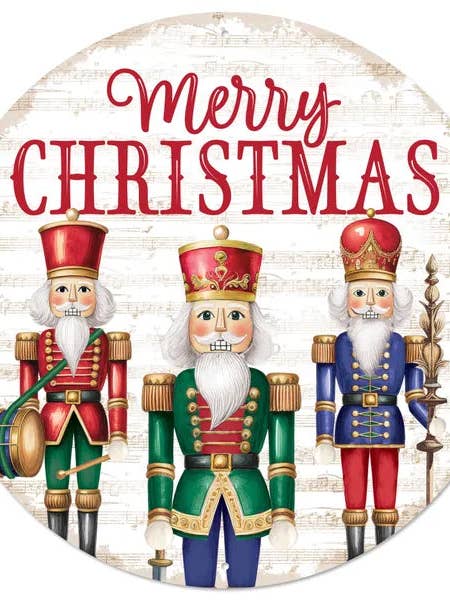 12"Dia Merry Christmas/Nutcracker Sign-Red/Emerald/Blue/Gold-MD1667A5 for wholesale by General Wholesale Inc