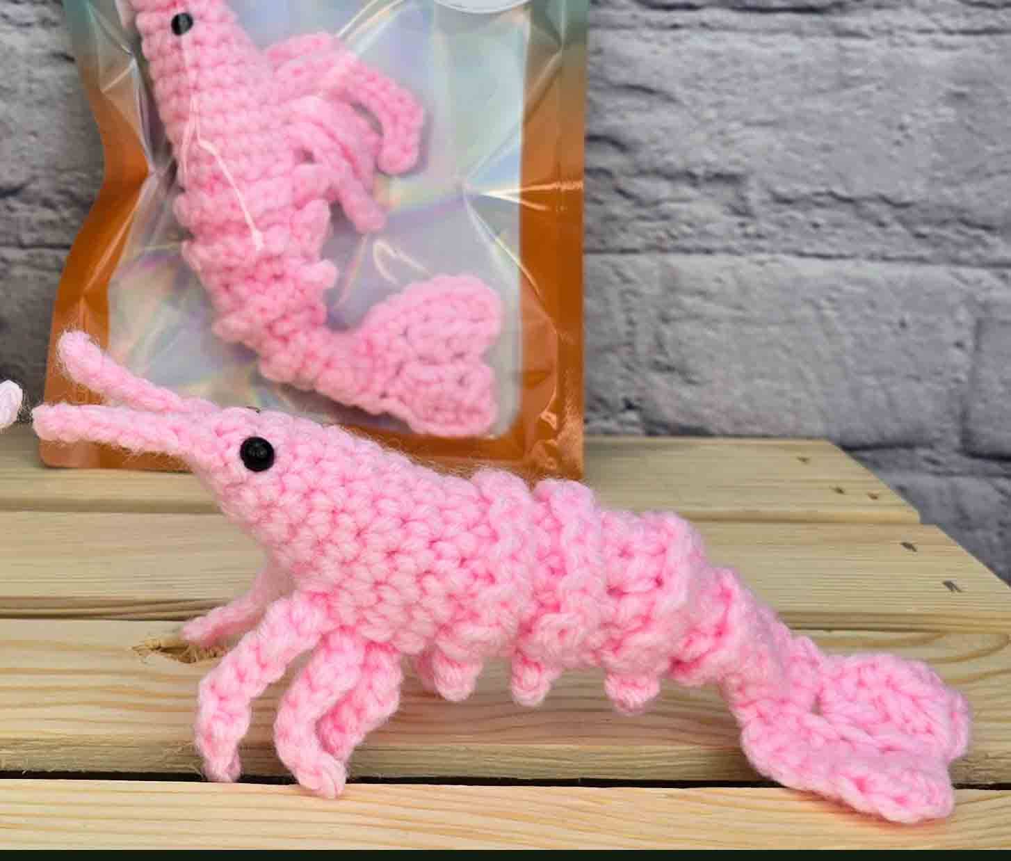 TOMOPOD LLC - Wholesale Car Decorative Charm - Women's - Crochet Cute Shrimp, Handmade Stuffed Prawn,Amigurumi Shrimp2