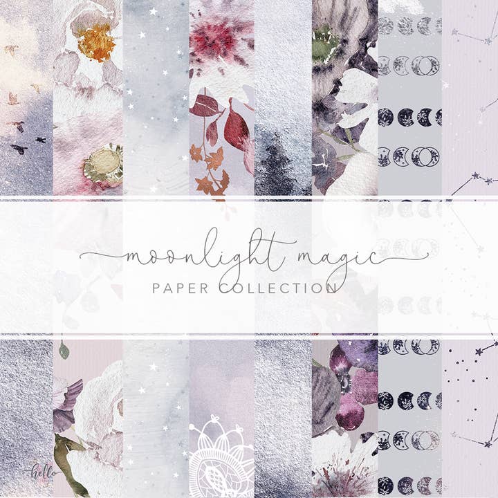 Moonlight Magic papirkollektion - BEGRÆNSET UDGAVE - 8 ark for engroshandel hos Hello Petite Paper