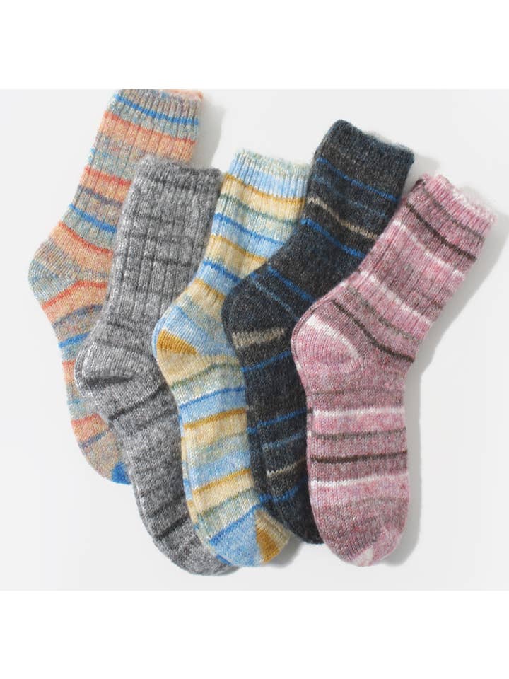 Comfortarians - Wholesale Socks - Women's - Stripes Wool Socks For Women | Cozy Wool Angora Socks