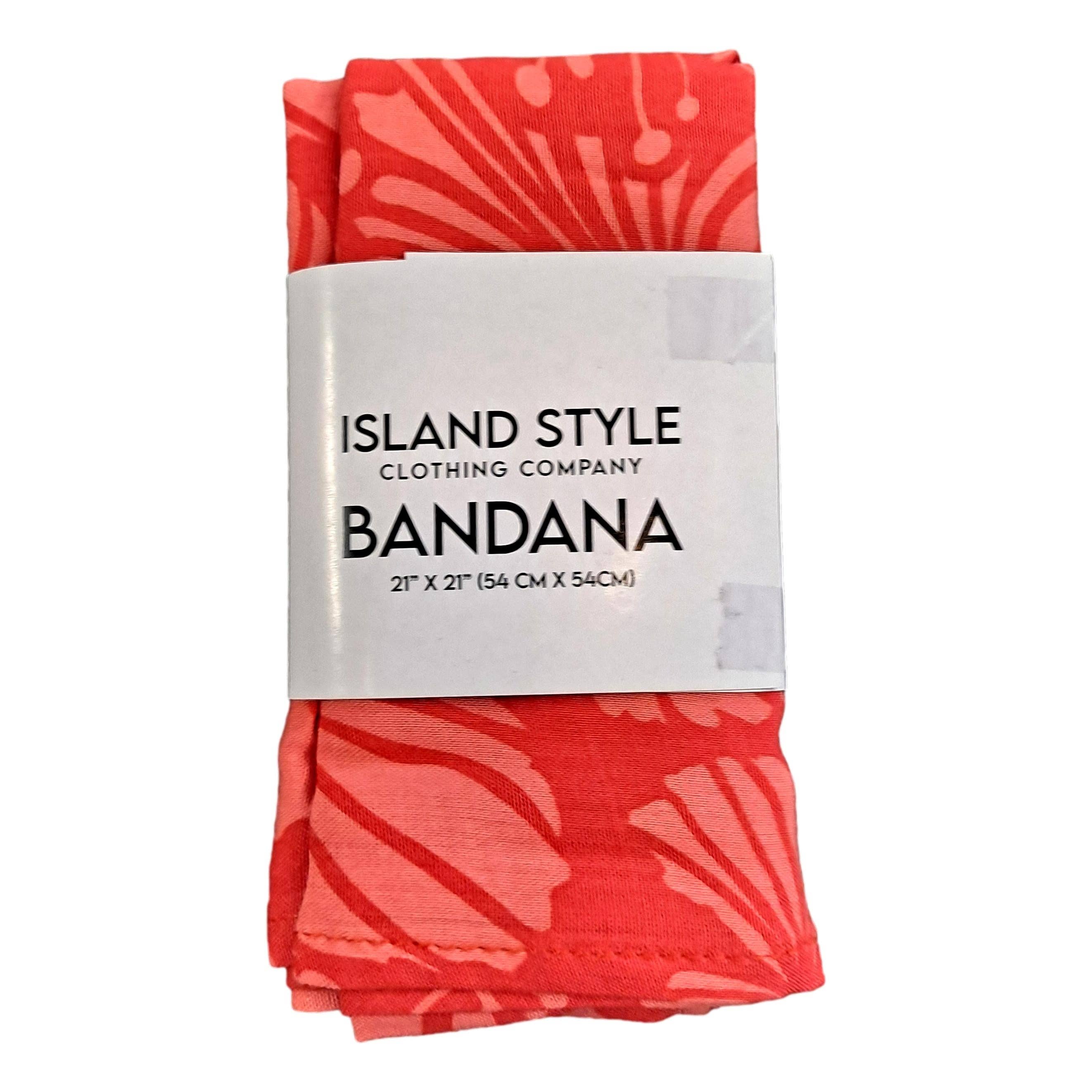 Island Style Clothing Co by Akamai Distribution Ltd - Wholesale Bandana - Women's - Bandana Red Hibiscus Lightweight Rayon 21 x 21 1