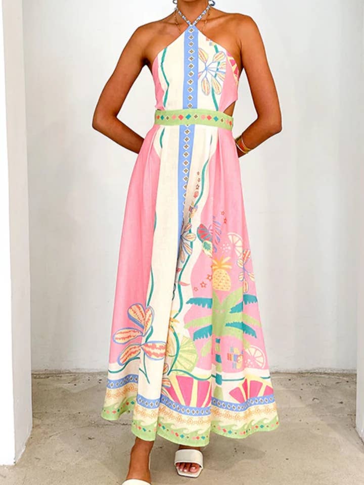 Ulivary - Wholesale Dress - Women's - Halter Neck Cutout Maxi Dress