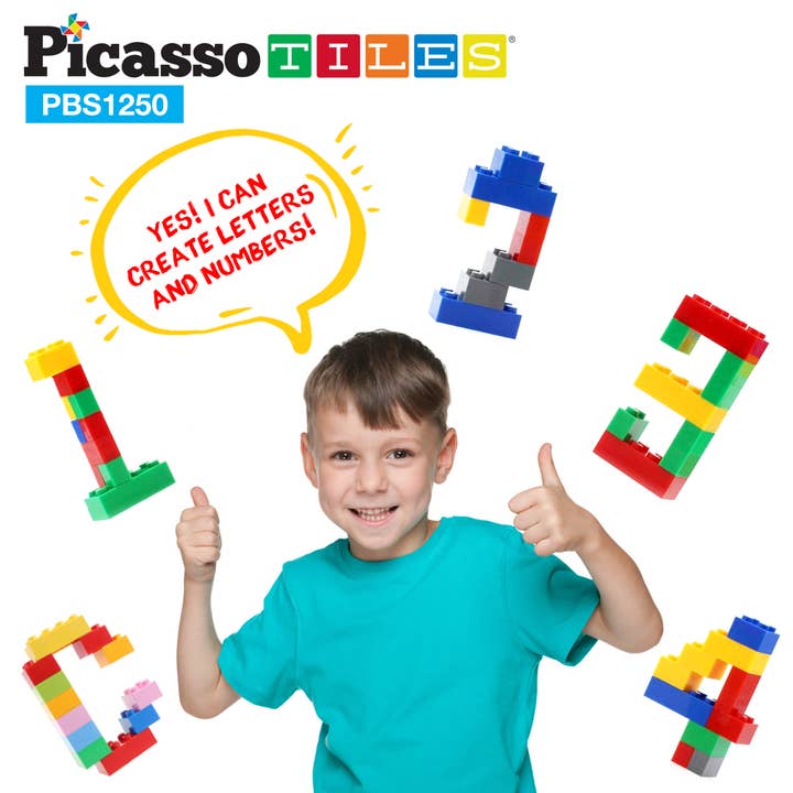 PicassoTiles - Wholesale Building Set - Kids - PicassoTiles 1250pc Brick & Magnetic Tile Building Set3