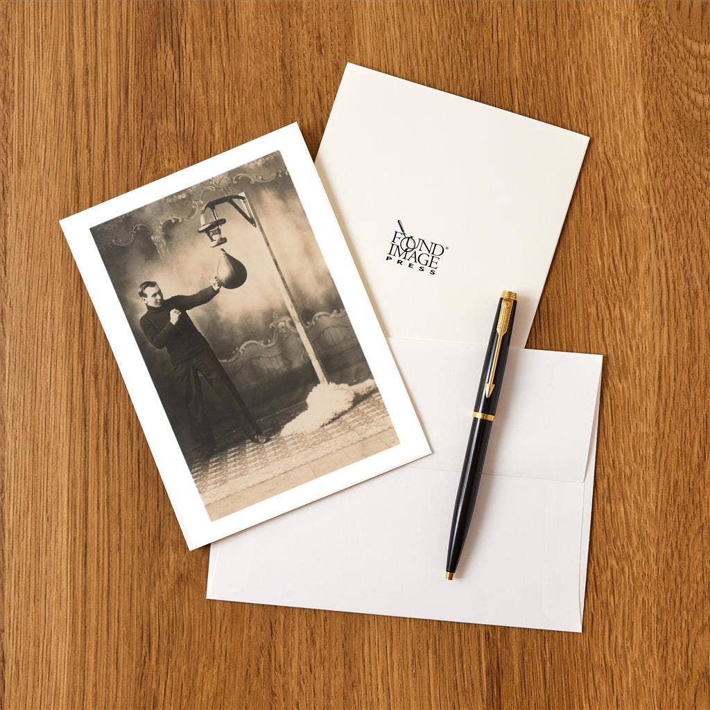 Found Image Press - Wholesale Stationery/Notecard Set - Greeting Card OL-216 Man with Punching Bag1