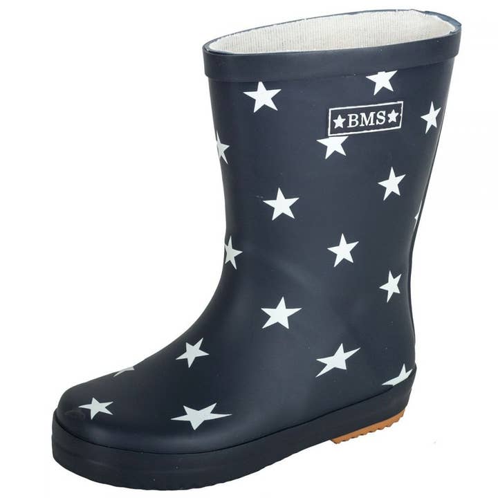 Natural rubber rubber boots for kids - blue+stars for wholesale by BMS Hamburg
