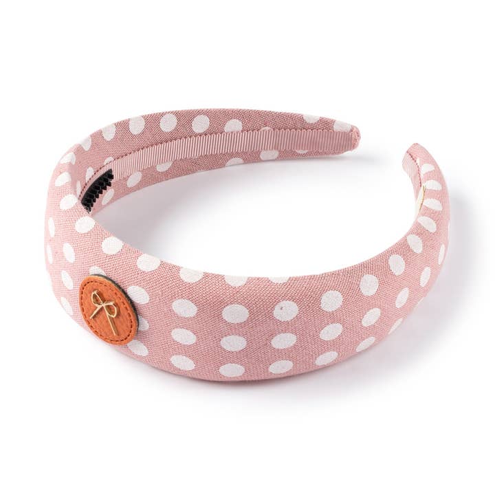 Gewatteerde hoofdband met stippen roze voor wholesale door Halo Luxe