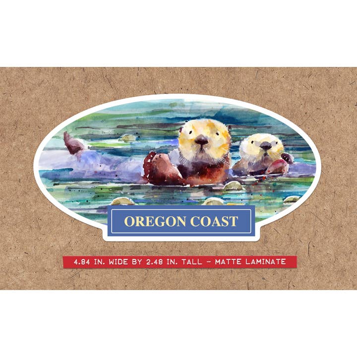 Autocollant « OTTER PAIR, CÔTE DE L'OREGON » pour la vente par The Art of Dean Crouser Greeting Cards & Stickers