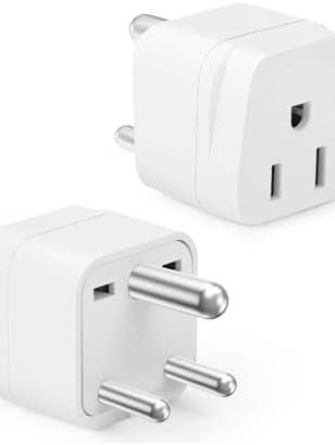 Bates- US to India Plug Adapter, 2 Pack, Type D, White for wholesale by Bates Choice