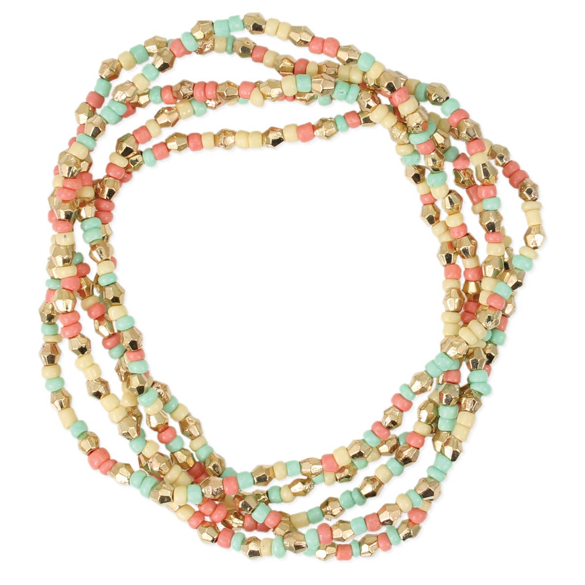 ZAD - Vente Bracelet de perles - Ensemble de bracelets de perles pêche et crème1