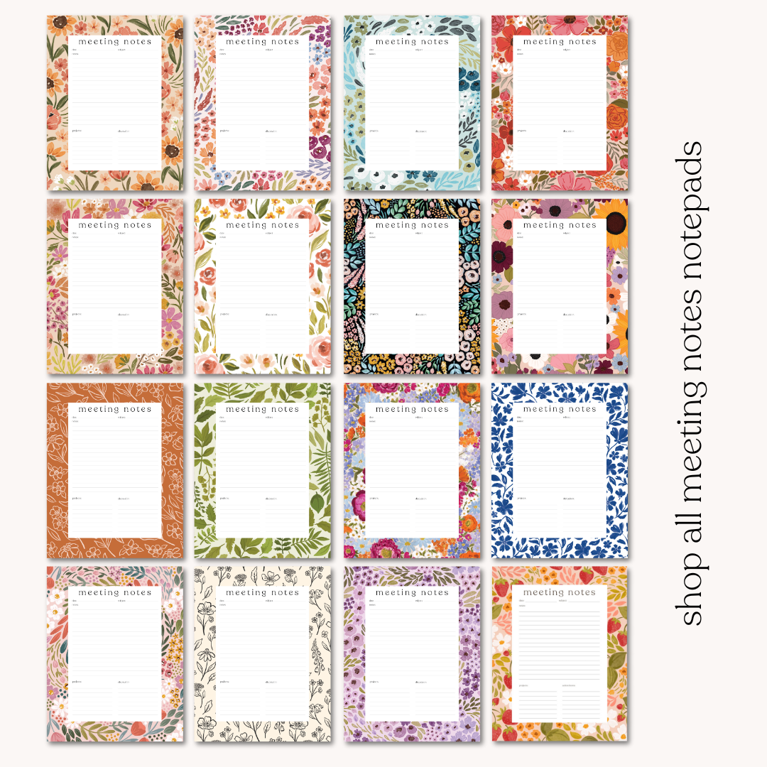 Elyse Breanne Design – wholesale Notepad – Waterfall Floral Meeting Notes Notepad2
