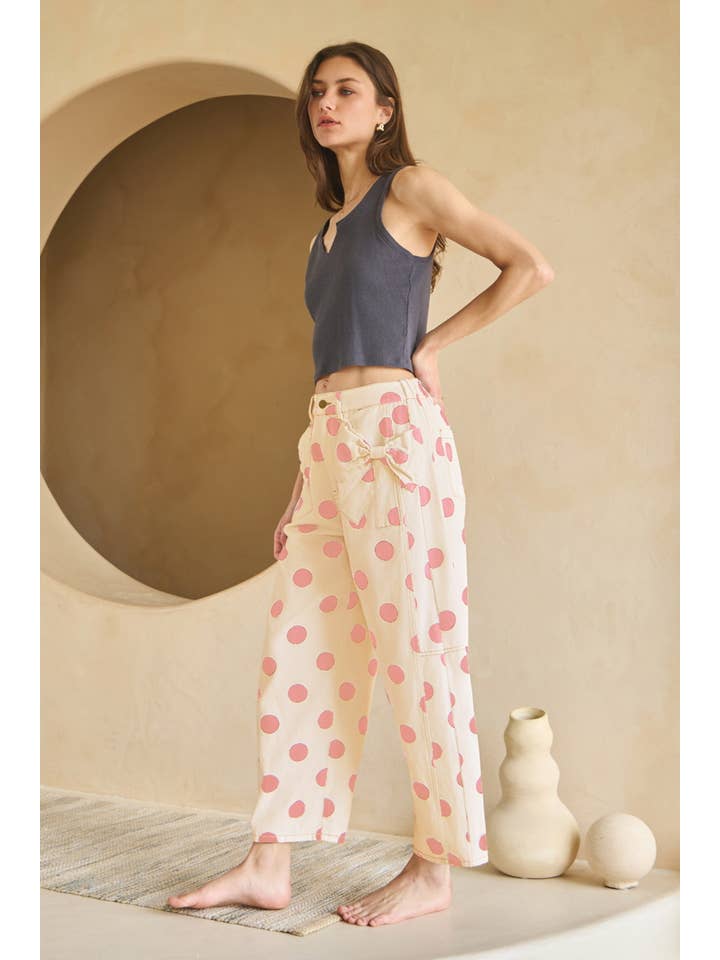 Oddi - Wholesale Pants - Women's - Polka Dot Printed Barrel Denim Pants5