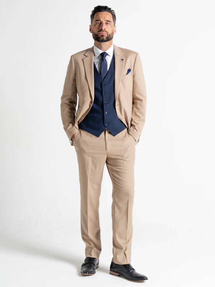 V2 classic – Engroshandel Habitjakke – til mænd – Charlie - Creme jakke med marineblå vest