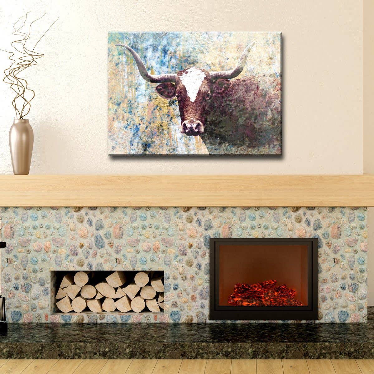 Ready2hangart, Inc. – Impressão artística por atacado – Arte em tela embrulhada da galeria Ready2hangart‚ñ¢ 'Long Horns'1