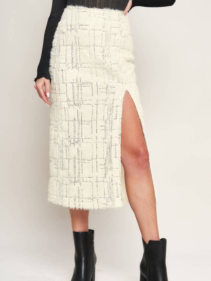 A textured woven midi skirt - IK7528 for wholesale by FLYING TOMATO
