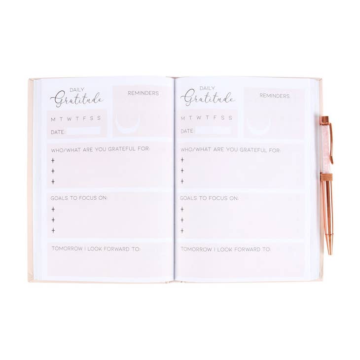 Something Different Wholesale – wholesale Journal/diary – Gratitude Journal Notebook with Rose Quartz Crytal Chip Pen