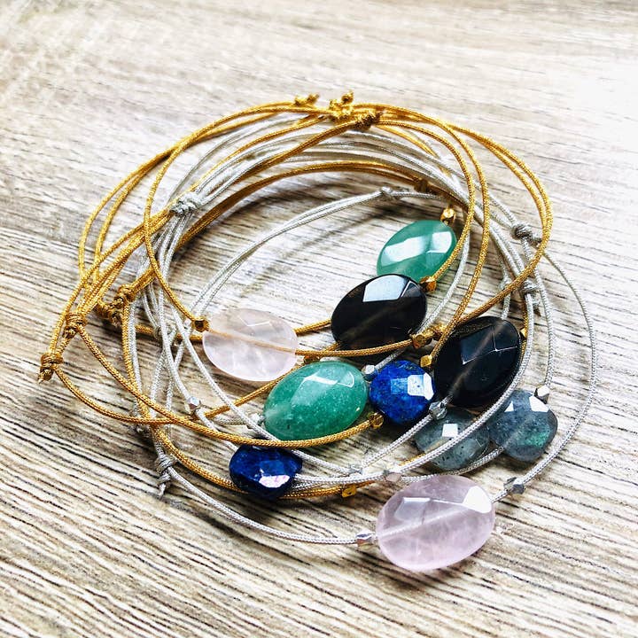 YSIE – Pulseira de missangas por atacado – Pulseira pedras naturais cordão ajustável Olivia5