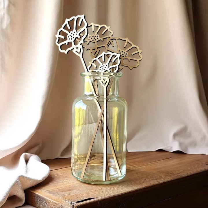 Wooden Birth Month Flowers for wholesale by Lizabell Studio