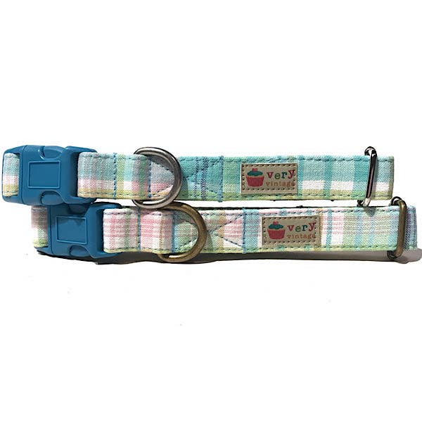 Spring Plaid - Pastel Plaid Organic Cotton Pet (Dog & Cat) Collar for wholesale by Very Vintage Designs