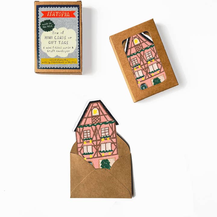 Isatopia - Wholesale Stationery/Notecard Set - Pink Cottage Mini Cards - box of 60