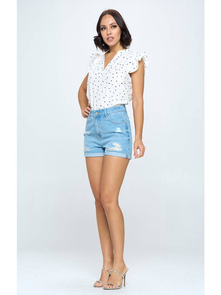 BLUE AGE - Wholesale Shorts - Women's - STRITCH HIGH RISE SOLID HEM DENIM SHORTS9