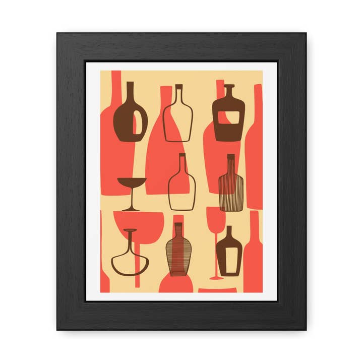 Wine Country 2 - Affiche encadrée artistique – Design abstrait de bouteille pour la décoration intérieure pour la vente par Donkey Laserbeam